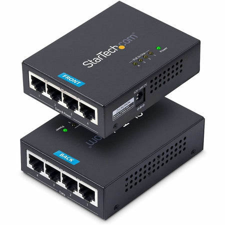 StarTech.com 4-Port Gigabit Midspan, PoE+ Injector, 802.3at & 802.3af, Wall-Mountable Power over Ethernet Midspan, TAA Compliant - POEINJ4G-US