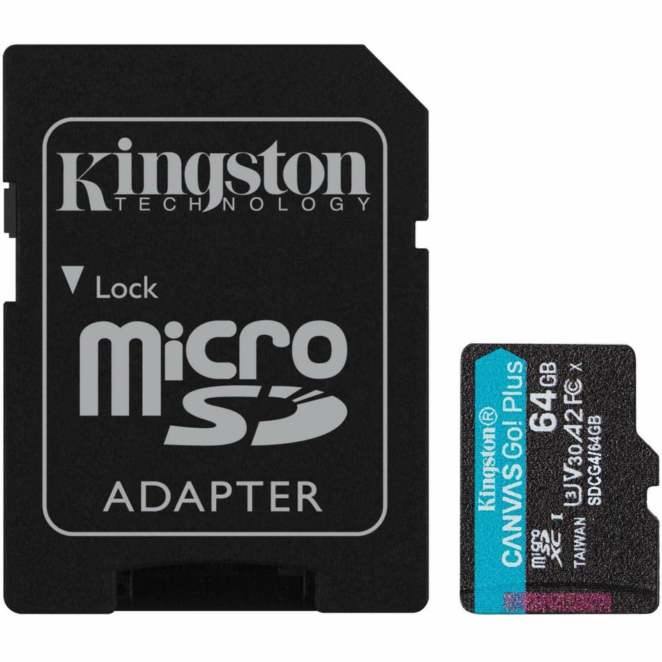 Kingston Canvas Go! Plus 64 GB Class 10/UHS-I (U3) V30 microSDXC - SDCG4/64GB