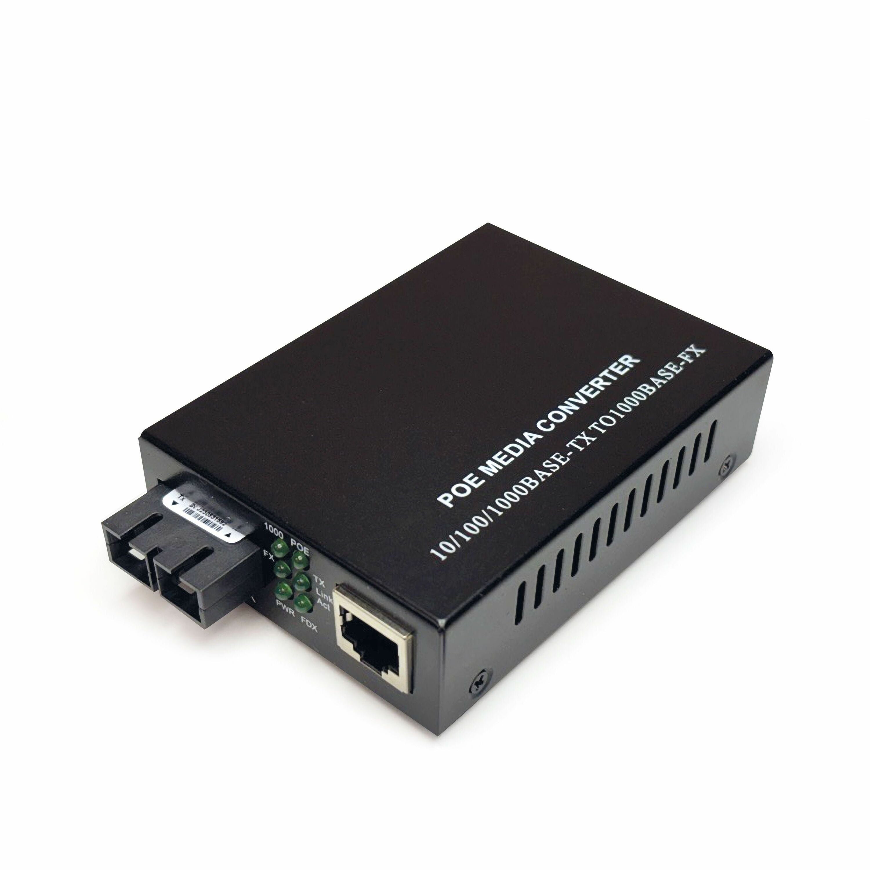 Black Box Gigabit Ethernet (1000-Mbps) PoE+ Media Converter - 10/100/1000-Mbps Copper to 1000-Mbps Fiber - LPS602A-MM850