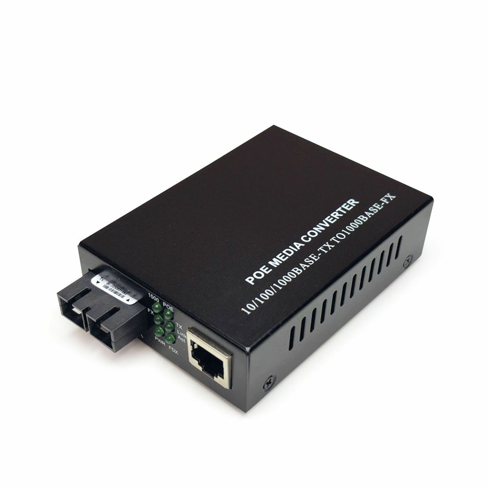 Black Box Gigabit Ethernet (1000-Mbps) PoE+ Media Converter - 10/100/1000-Mbps Copper to 1000-Mbps Fiber - LPS602A-MM850