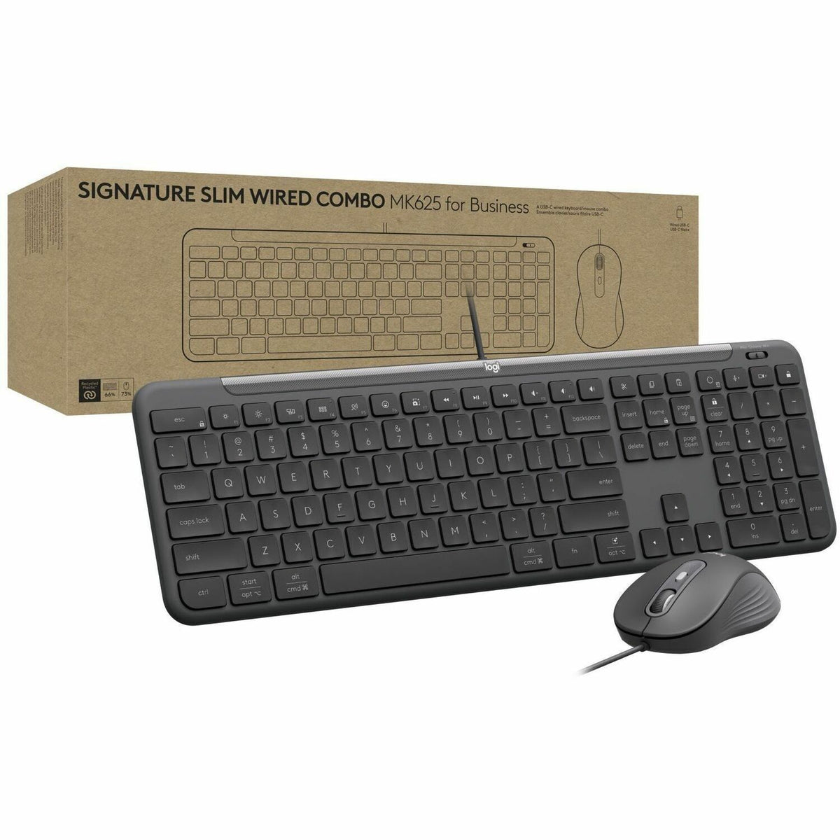 Logitech Signature Slim Wired Combo MK625 for Business, Optical Wired Mouse, Full-Size Keyboard, Plug-and-Play, Graphite - 920-013303
