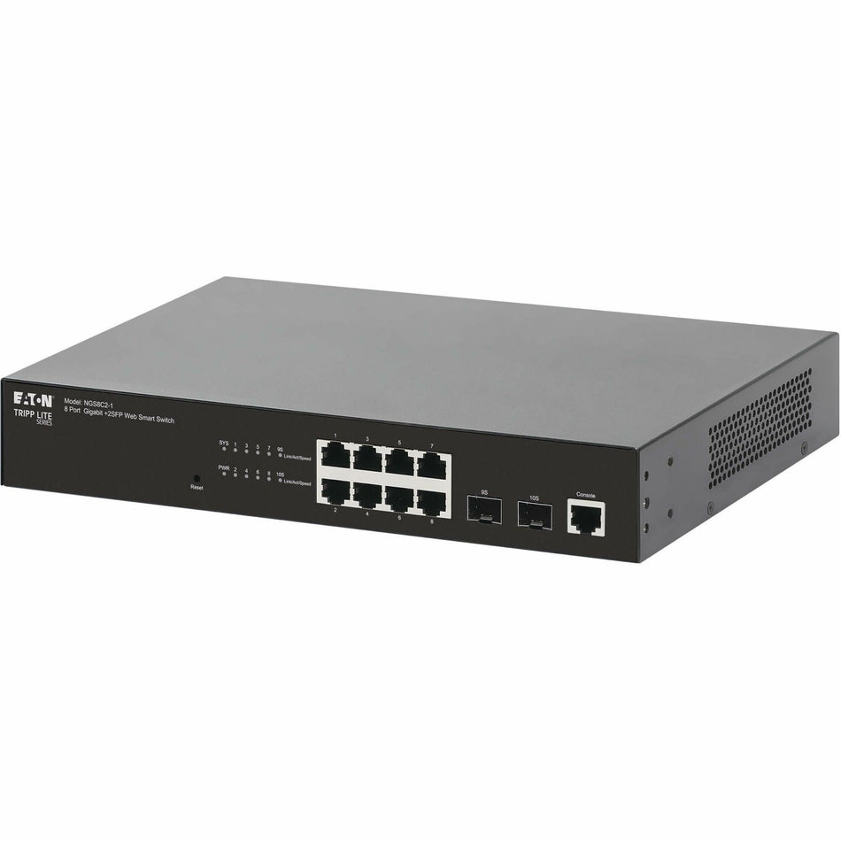 Tripp Lite series 8-Port Managed Gigabit Ethernet Switch - Layer 2, 1 Gbps, 2x GbE SFP Ports, 1U Rack/Desktop - NGS8C2-1