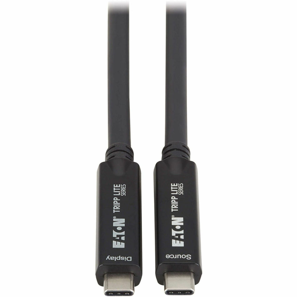 Eaton Tripp Lite Series USB-C to USB-C Full-Function Fiber Active Optical Cable (AOC) - USB 3.2 Gen 2 (10 Gbps), 8K, HDR, 4:4:4, 60W PD Charging, M/M, Black, 10 m (33 ft.) - U420F-10M