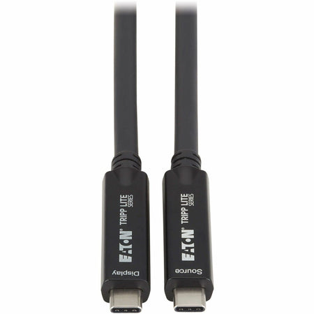 Eaton Tripp Lite Series USB-C to USB-C Full-Function Fiber Active Optical Cable (AOC) - USB 3.2 Gen 2 (10 Gbps), 8K, HDR, 4:4:4, 40W PD Charging, M/M, Black, 15 m (49 ft.) - U420F-15M