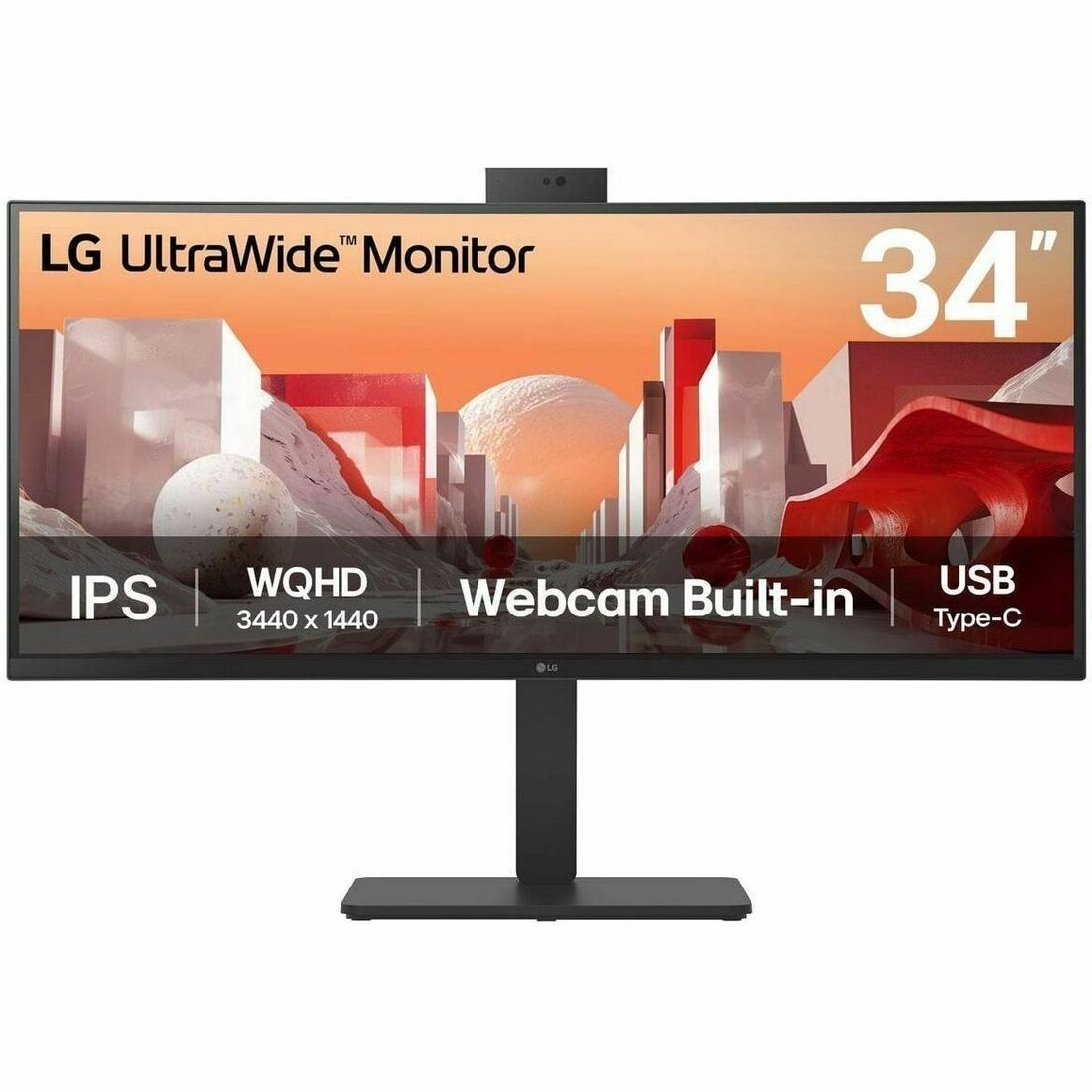 LG 34BA85QE-B 34" Class Webcam UWQHD Curved Screen LED Monitor - 21:9 - Textured Black, Black - 34BA85QE-B