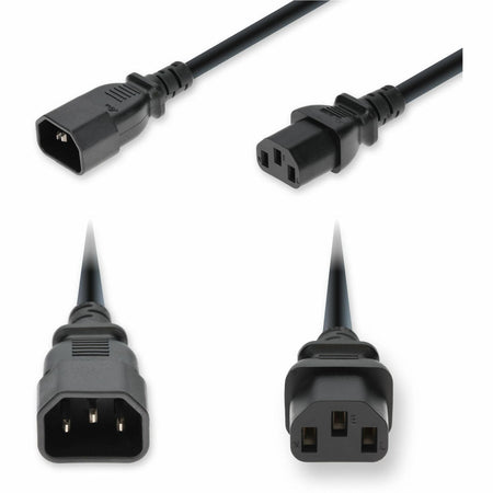 AddOn 6ft C14 Male to C13 Female Standard Commercial 18 AWG 250V at 10A PVC SJT (Service Junior Thermoplastic) Black Power Cable - ADD-C142C13C18G6FBK