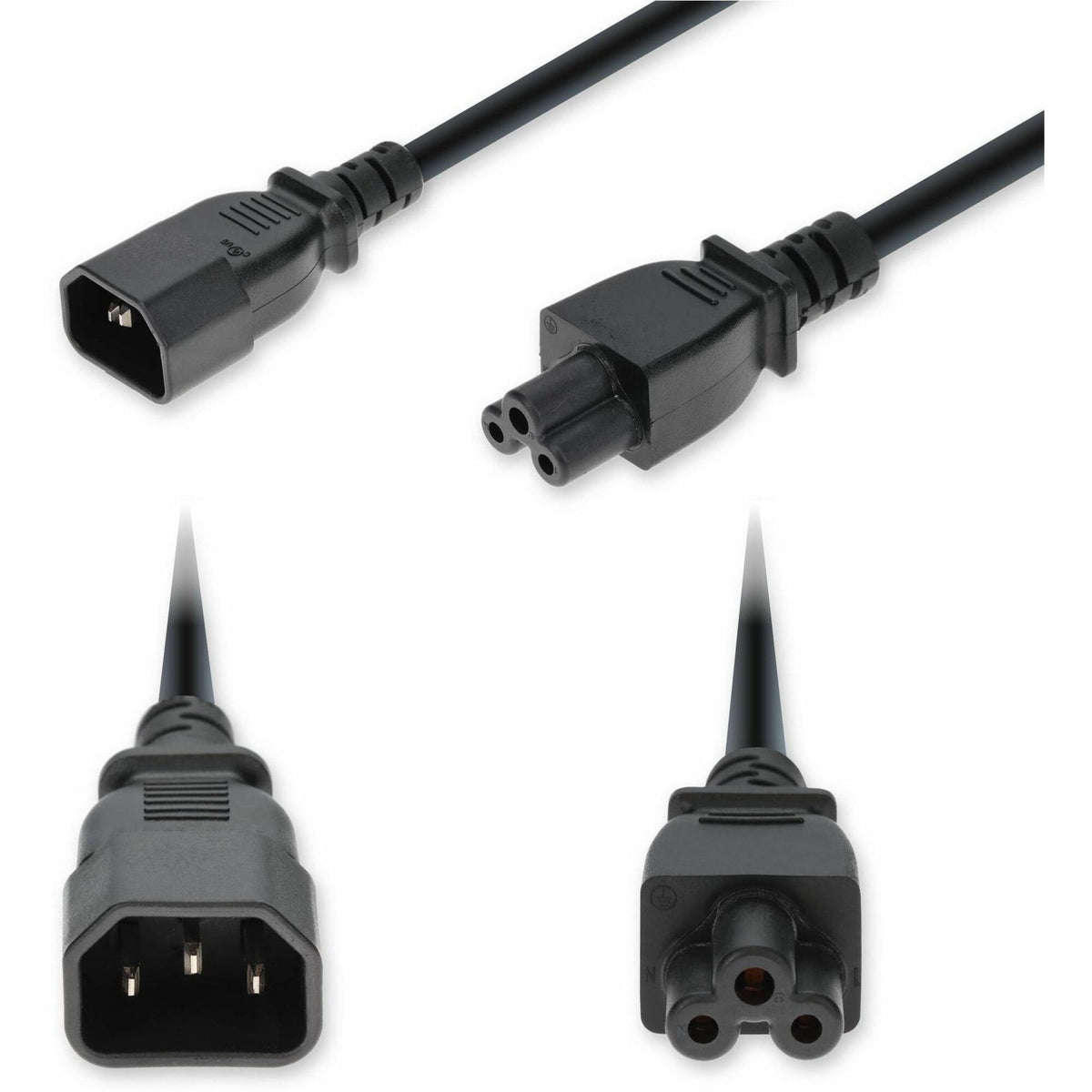 AddOn 6ft C14 Male to C5 Female Standard Commercial 18 AWG 250V at 10A PVC SJT (Service Junior Thermoplastic) Black Power Cable - ADD-C142C5C18G6FBK