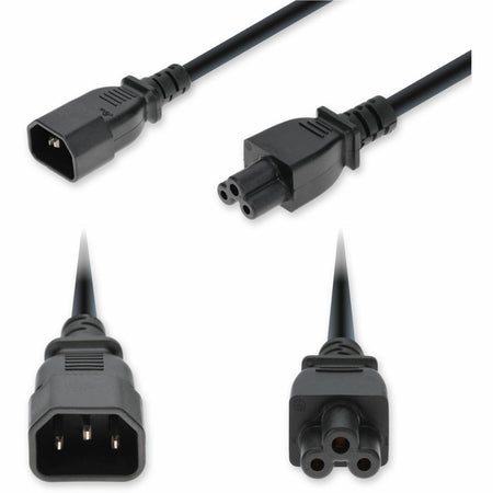 AddOn 6ft C14 Male to C5 Female Standard Commercial 18 AWG 250V at 10A PVC SJT (Service Junior Thermoplastic) Black Power Cable - ADD-C142C5C18G6FBK
