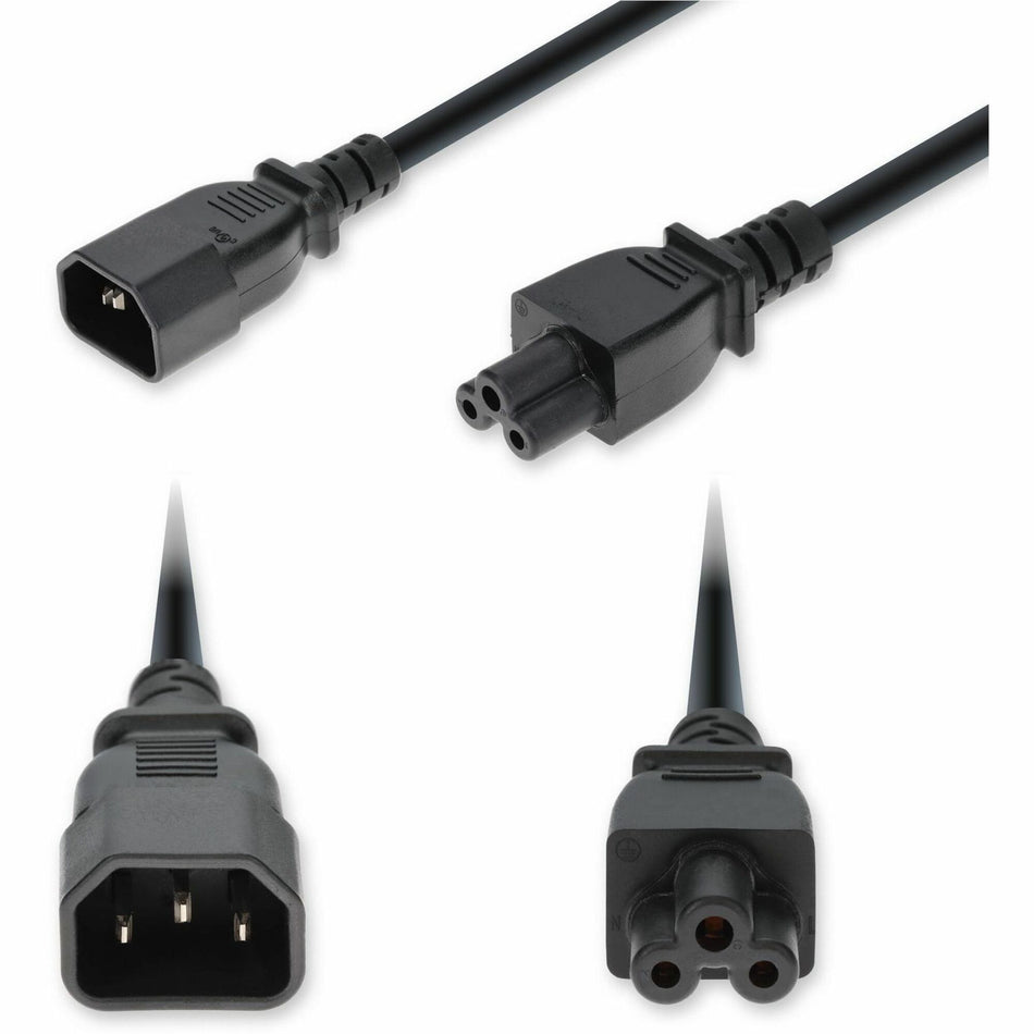 AddOn 6ft C14 Male to C5 Female Standard Commercial 18 AWG 250V at 10A PVC SJT (Service Junior Thermoplastic) Black Power Cable - ADD-C142C5C18G6FBK