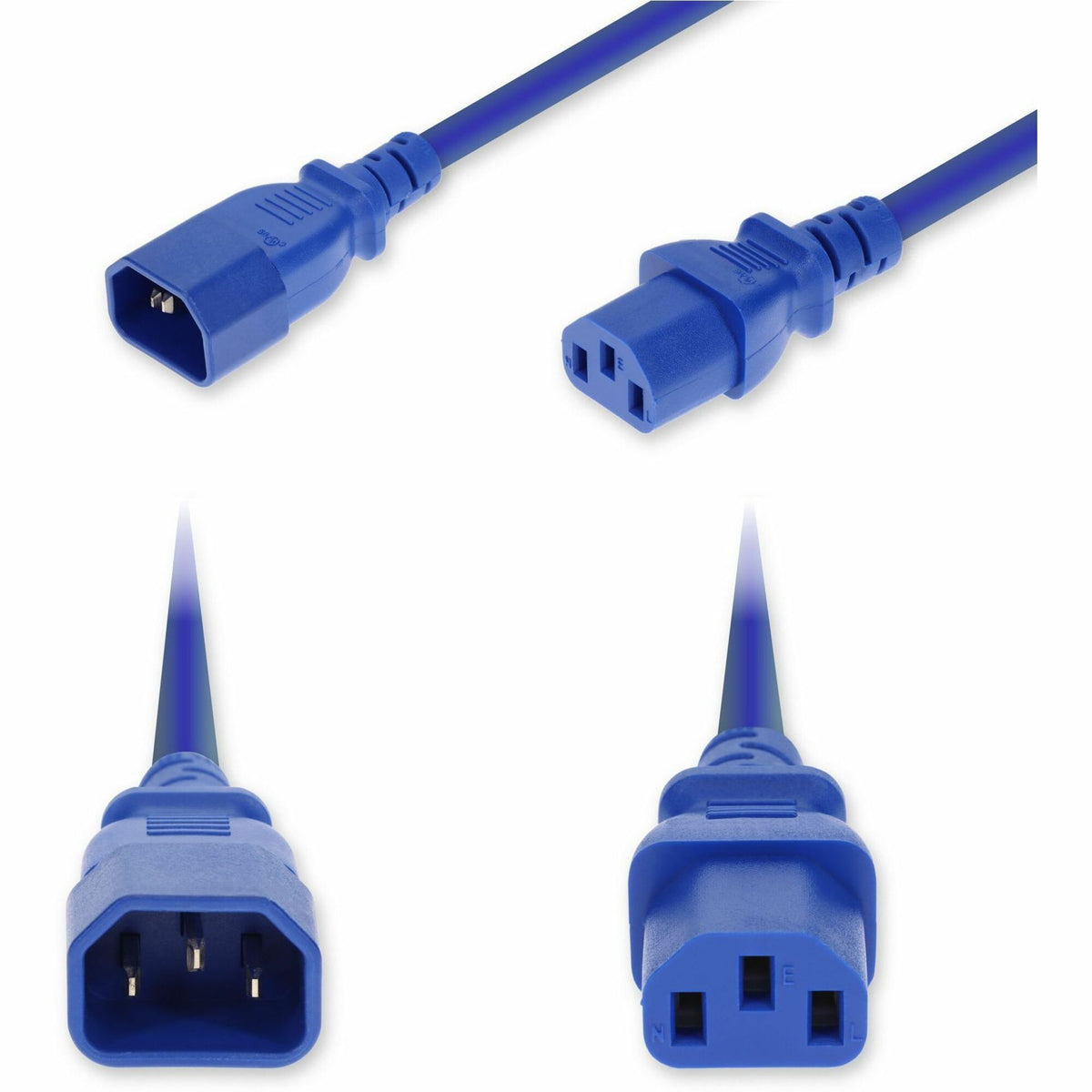 AddOn 4ft C14 Male to C13 Female Standard Commercial 14 AWG 250V at 15A PVC SJT (Service Junior Thermoplastic) Blue Power Cable - ADD-C142C13C14G4FBE