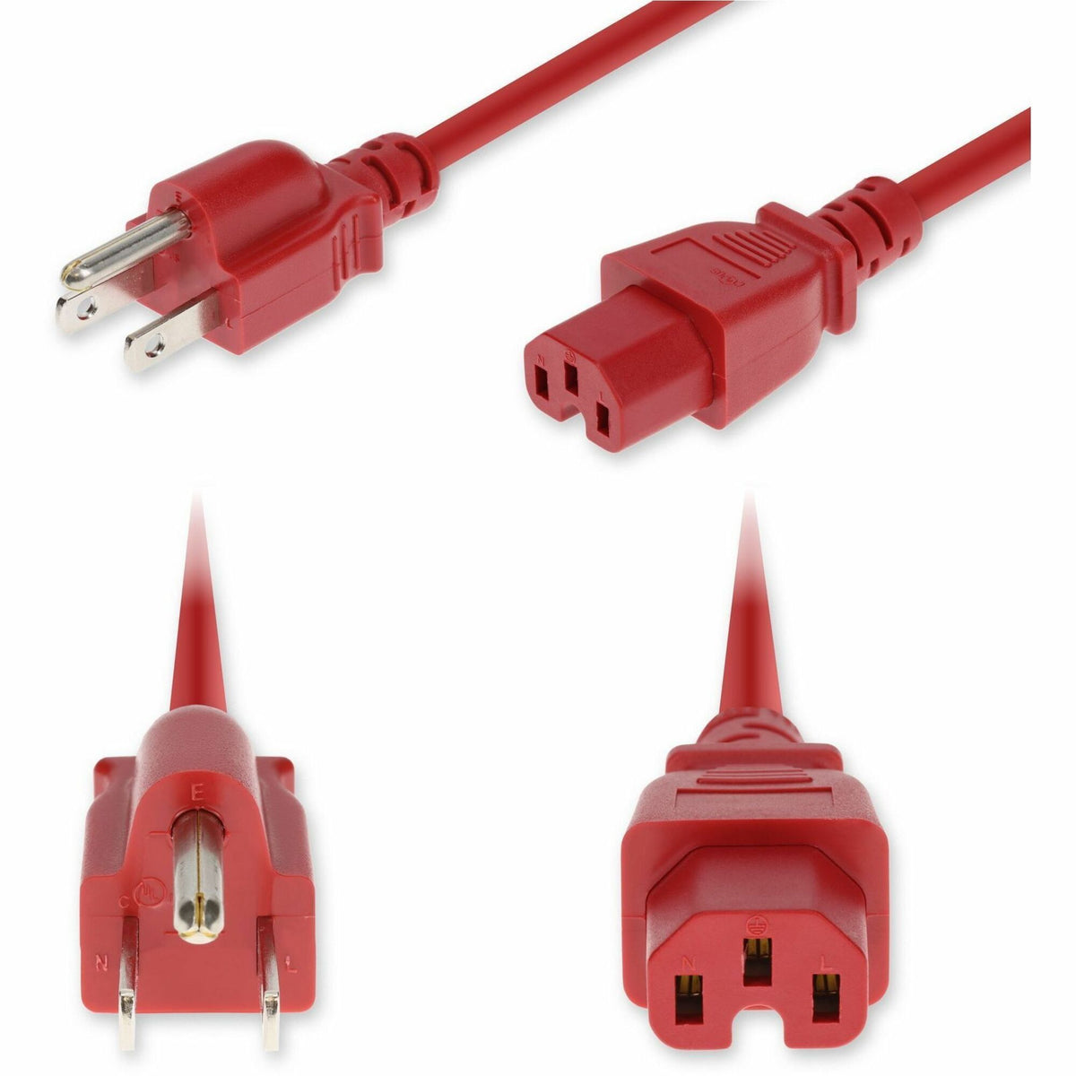 AddOn 6ft NEMA 5-15P Male to C15 Female High-Temperature 14 AWG 125V at 15A PVC SJT (Service Junior Thermoplastic) Red Power Cable - ADD-N5152C15H14G6FRD