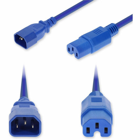 AddOn 3ft C14 Male to C15 Female Standard Commercial 14 AWG 250V at 15A PVC SJT (Service Junior Thermoplastic) Blue Power Cable - ADD-C142C15C14G3FBE