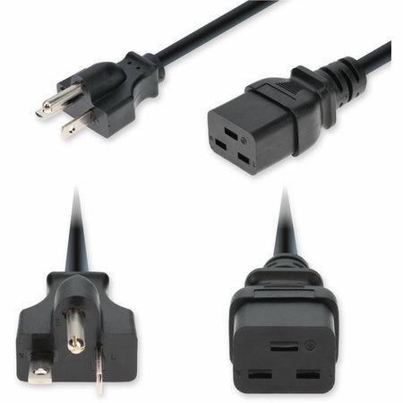 AddOn 3ft NEMA 5-20P Male to C19 Female Industrial Grade 12 AWG 125V at 20A PVC SJT (Service Junior Thermoplastic) Black Power Cable - ADD-N5202C19I12G3FBK