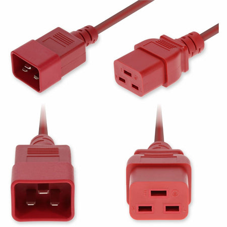 AddOn 3ft C20 Male to C19 Female Standard Commercial 14 AWG 250V at 15A PVC SJT (Service Junior Thermoplastic) Red Power Cable - ADD-C202C19C14G3FRD