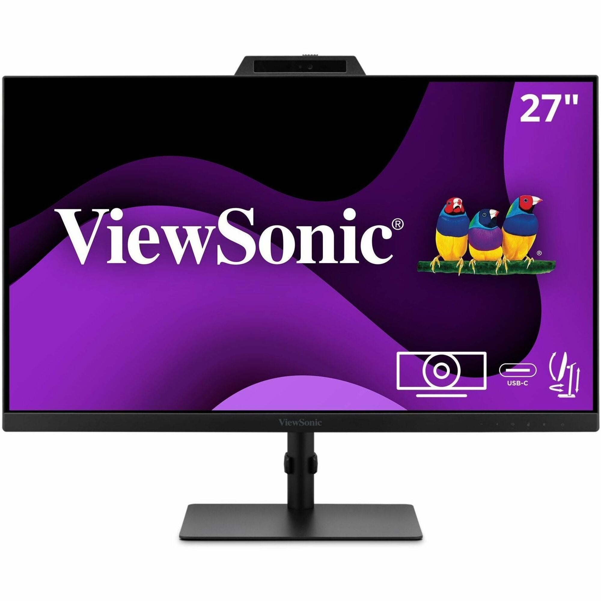 ViewSonic VG2741V 27 Inch 1080p IPS Video Conferencing Monitor with Integrated Windows Hello Certified IR 5MP Webcam, Built-in Microphone, Advanced Ergonomics, USB C, HDMI, and DisplayPort Inputs - VG2741V