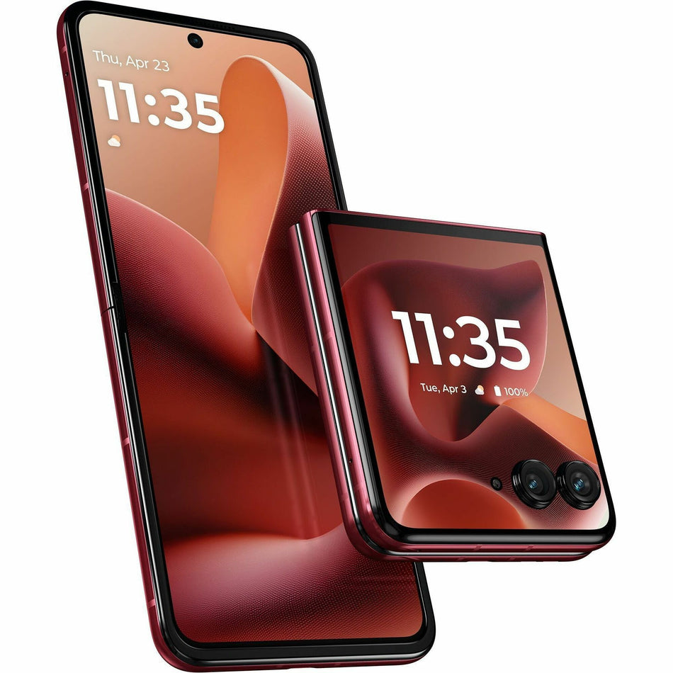 Motorola Mobility razr ultra (2025) 1 TB Smartphone - 7" Flexible Folding Screen P-OLED Super HD 2992 x 1224 - Octa-core (OryonDual-core (2 Core) 4.32 GHz + Oryon Hexa-core (6 Core) 3.53 GHz - 16 GB RAM - Android 15 - 5G - PANTONE Scarab - PB770067US