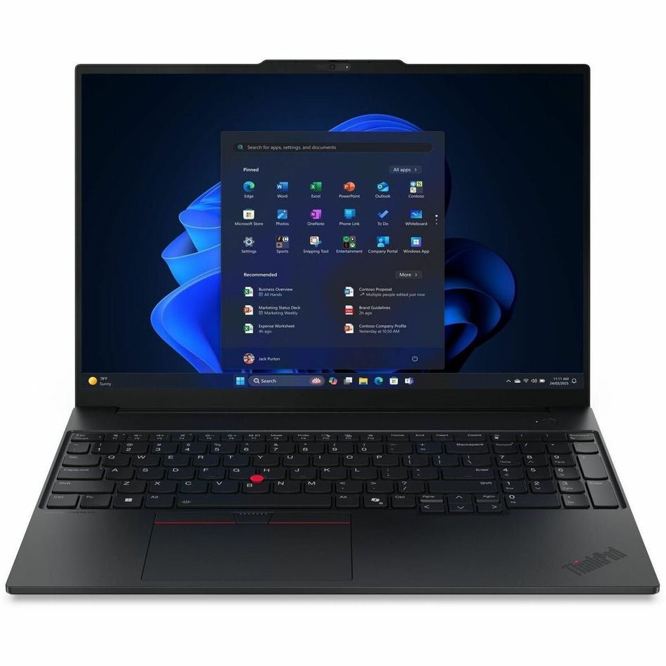 Lenovo ThinkPad E16 Gen 3 21TF0026US 16" Touchscreen Notebook - WUXGA - 60 Hz - Intel Core 7 240H - 16 GB - 512 GB SSD - English Keyboard - Black - 21TF0026US