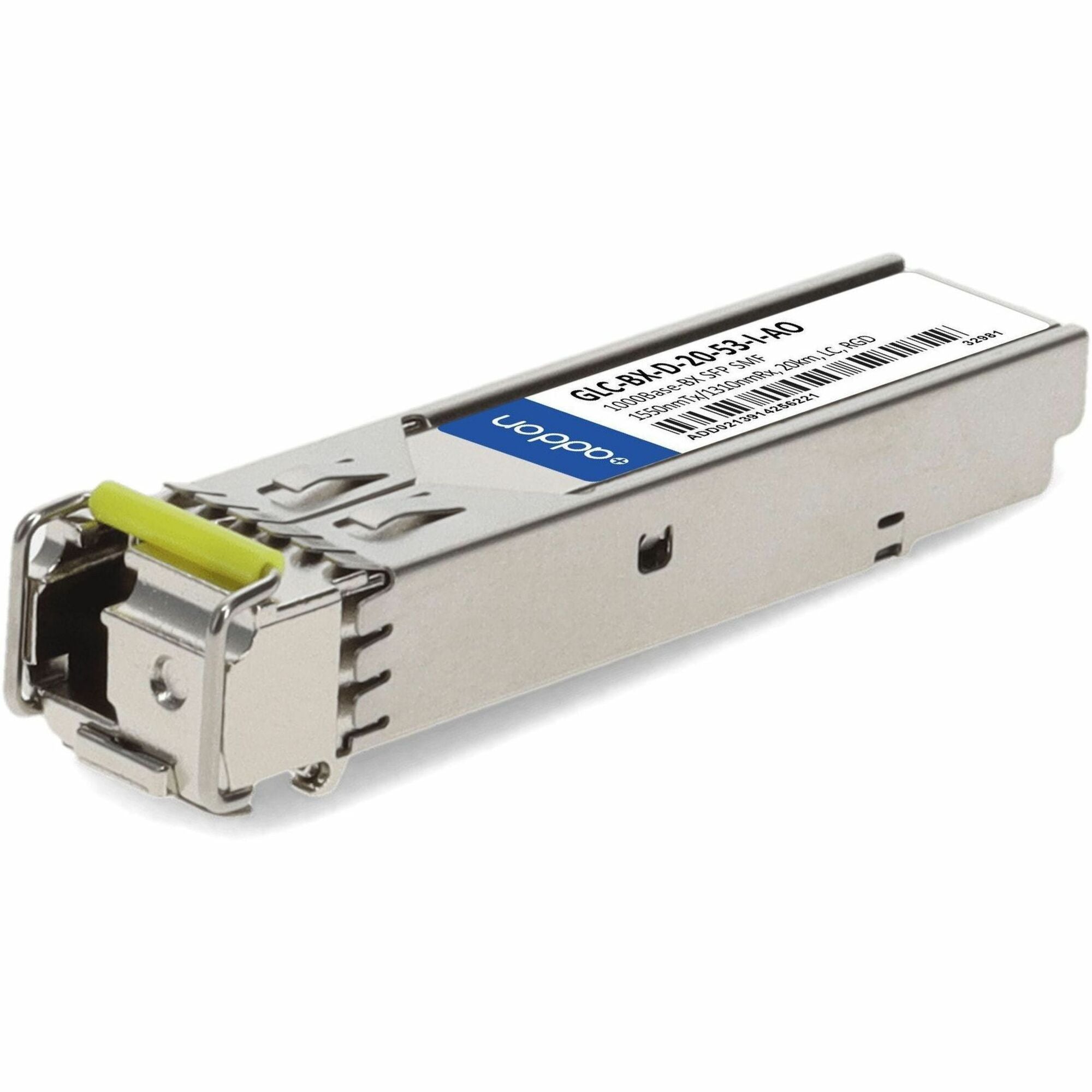 AddOn Cisco GLC-BX-D-20-I Compatible TAA 1000Base-BX SFP Transceiver (SMF, 1550nmTx/1310nmRx, 20km, LC, -40 to 85C) - GLC-BX-D-20-53-I-AO