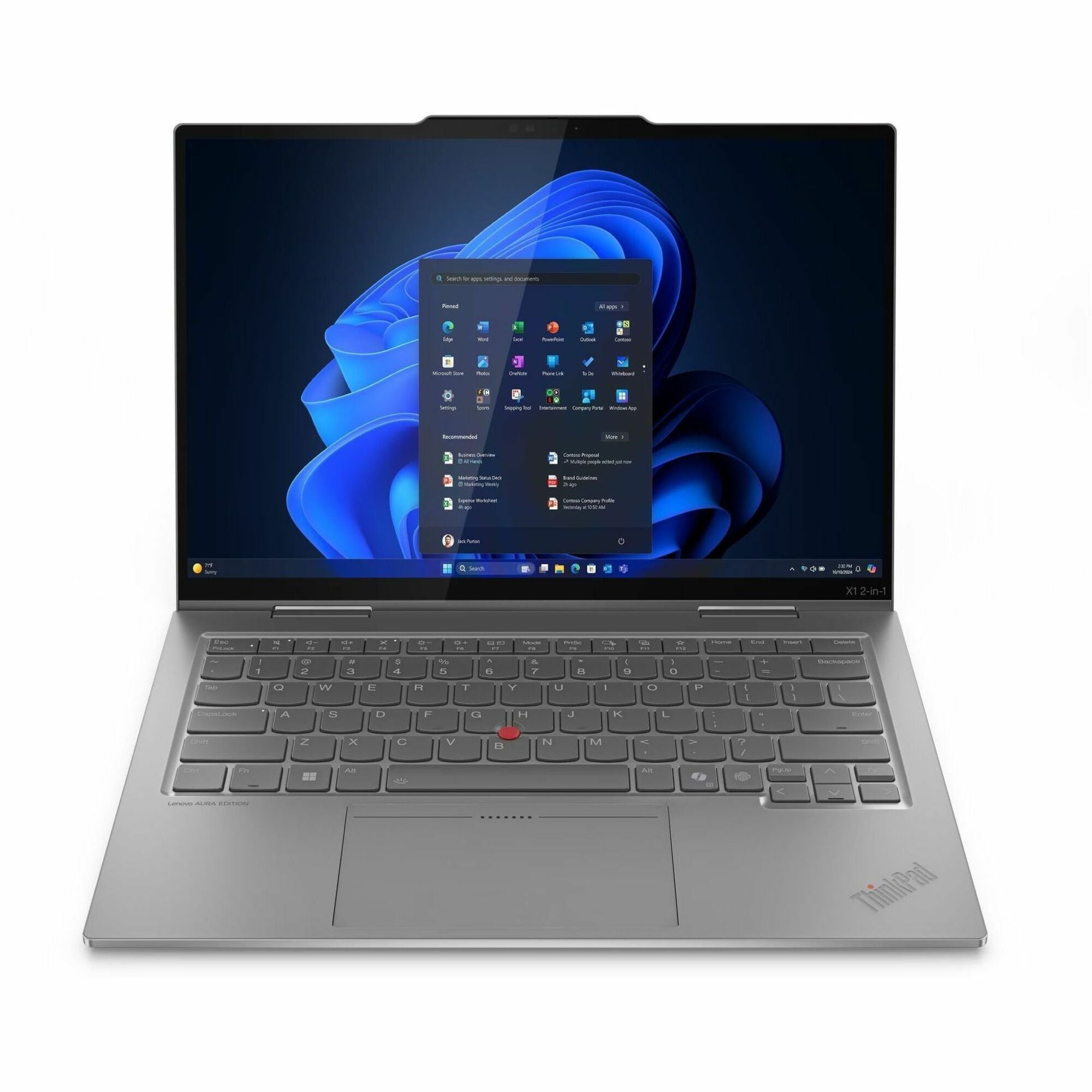 Lenovo ThinkPad X1 Gen 10 Aura Edition 21Q000D7US 14" Touchscreen Convertible 2 in 1 Notebook - 2.8K - 120 Hz - Intel Core Ultra 7 2nd Gen 265U - vPro Technology - Intel Evo Platform - 32 GB - 512 GB SSD - English Keyboard - Gray - 21Q000D7US