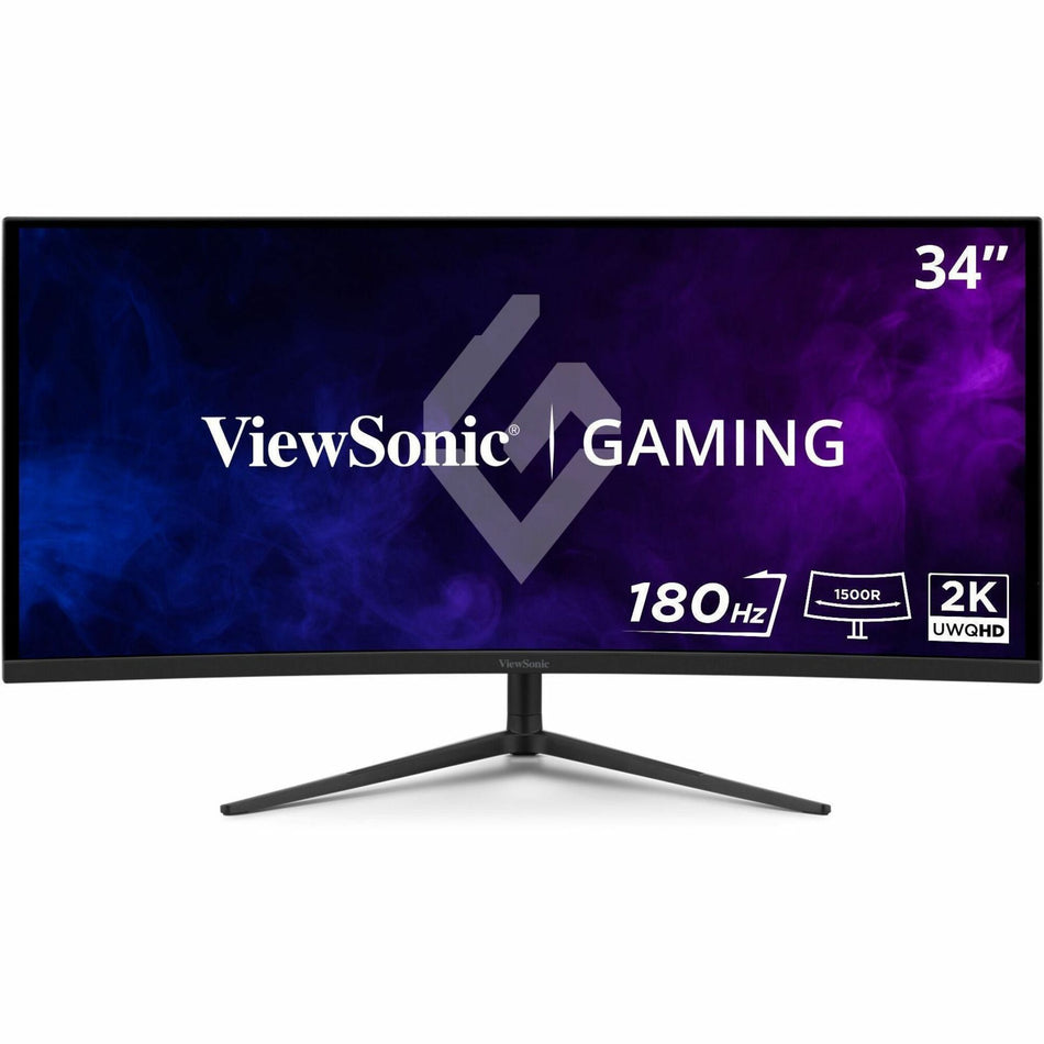 ViewSonic VX3418C-2K 34 Inch UltraWide QHD 1440p Curved Gaming Monitor with 180Hz, 1ms, 21:9, Advanced Ergonomics, FreeSync Premium, HDR10, HDMI, and DisplayPort Inputs - VX3418C-2K