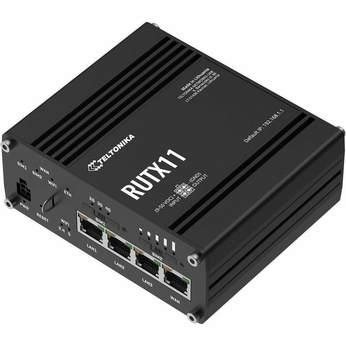 Teltonika RUTX11 Wi-Fi 5 IEEE 802.11w, IEEE 802.11v, IEEE 802.11s, IEEE 802.11r, IEEE 802.11k, IEEE 802.11e, IEEE 802.11b/g/n/ac 2 SIM Ethernet, Cellular Modem/Wireless Router - RUTX11100400