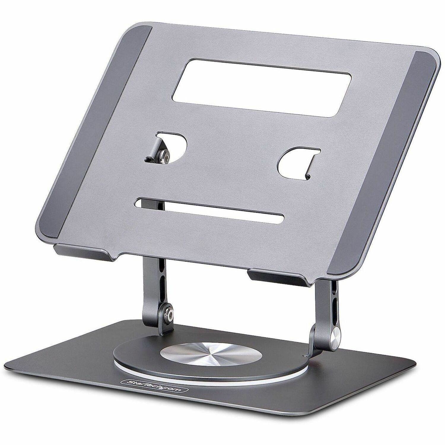 StarTech.com Rotating Laptop Stand, 360 Swivel, Ergonomic Desk Riser for Computer, Adjustable Height/Tilt, Max 11lb, Aluminum, Portable - ATFR-LAPTOP-RISER