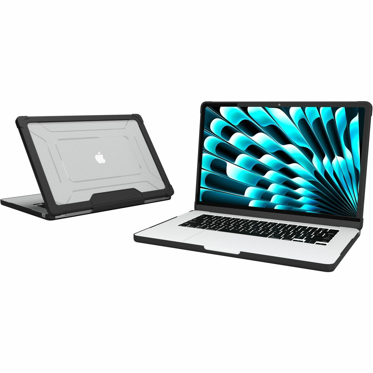 MAXCases Extreme Shell-L for MacBook Air 15" (2024 - 2026 w/Spine M3/M4/M5) (Black/Clear) - AP-ESL-MBA-15-BCLR