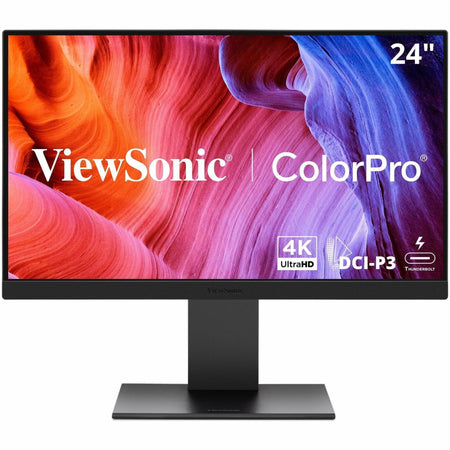 ViewSonic VP2488-4K 24 Inch 4K Mac-Ready Monitor with 100%sRGB, 98% DCI-P3, Pantone Validated, Advanced Ergonomics, Thunderbolt 4, USB Hub, HDMI, and DP for Home and Office - VP2488-4K