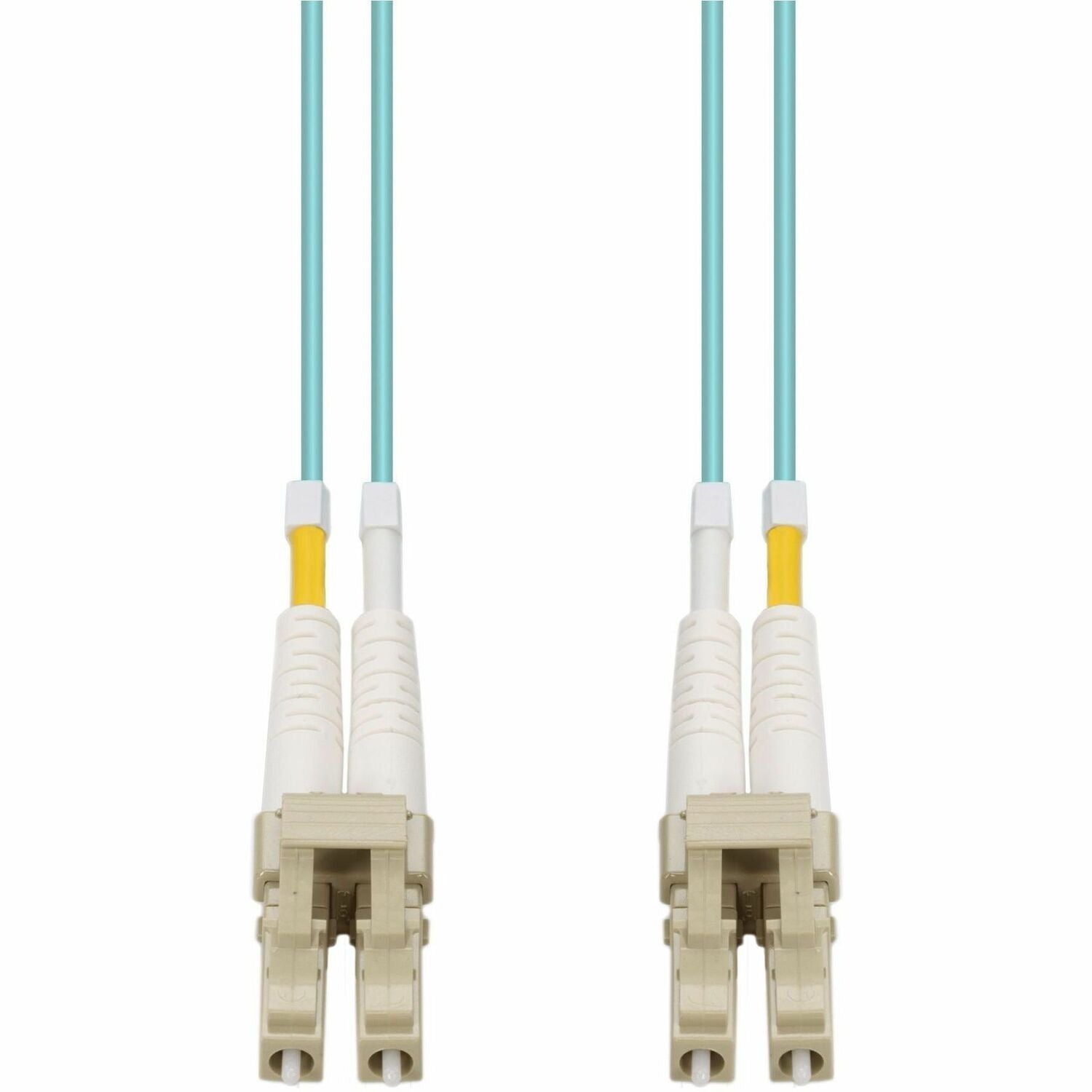AddOn 0.5m LC to LC Aqua OM4 Duplex OFNR (Riser-Rated) Fiber Patch Cable - ADD-LC-LC-0-5M5OM4