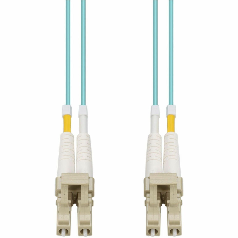 AddOn 0.5m LC to LC Aqua OM4 Duplex OFNR (Riser-Rated) Fiber Patch Cable - ADD-LC-LC-0-5M5OM4