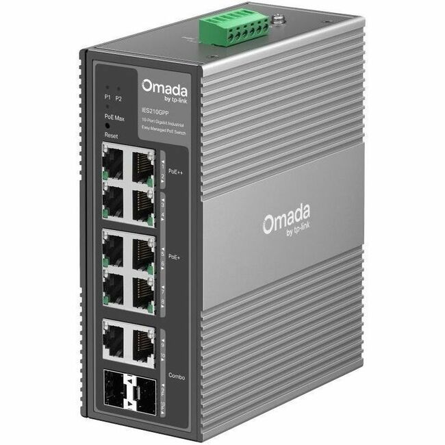 Omada Omada 10-Port Gigabit Industrial Easy Managed Switch with 6-Port PoE+ and 2-Port PoE++ - IES210GPP