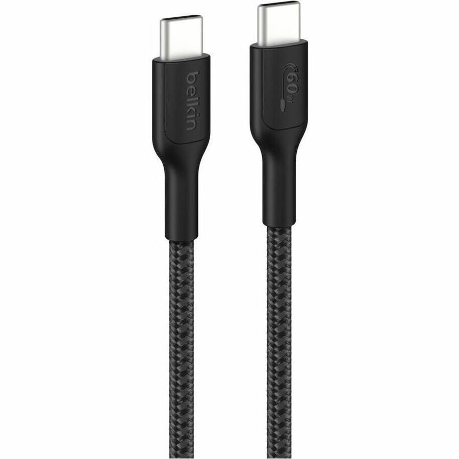 Belkin Braided USB-C to USB-C Cable 60W, 3.3ft/1m, Black - CAB024FQ1MBK