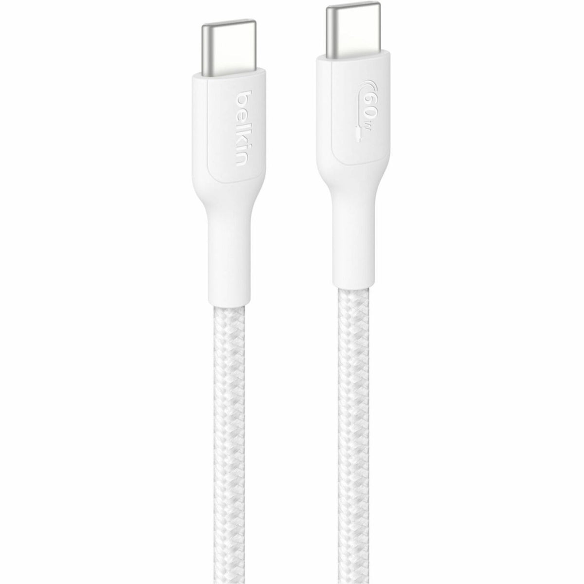 Belkin Braided USB-C to USB-C Cable 60W, 3.3ft/1m, White - CAB024FQ1MWH