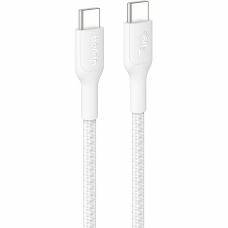 Belkin Braided USB-C to USB-C Cable 60W, 3.3ft/1m, White - CAB024FQ1MWH