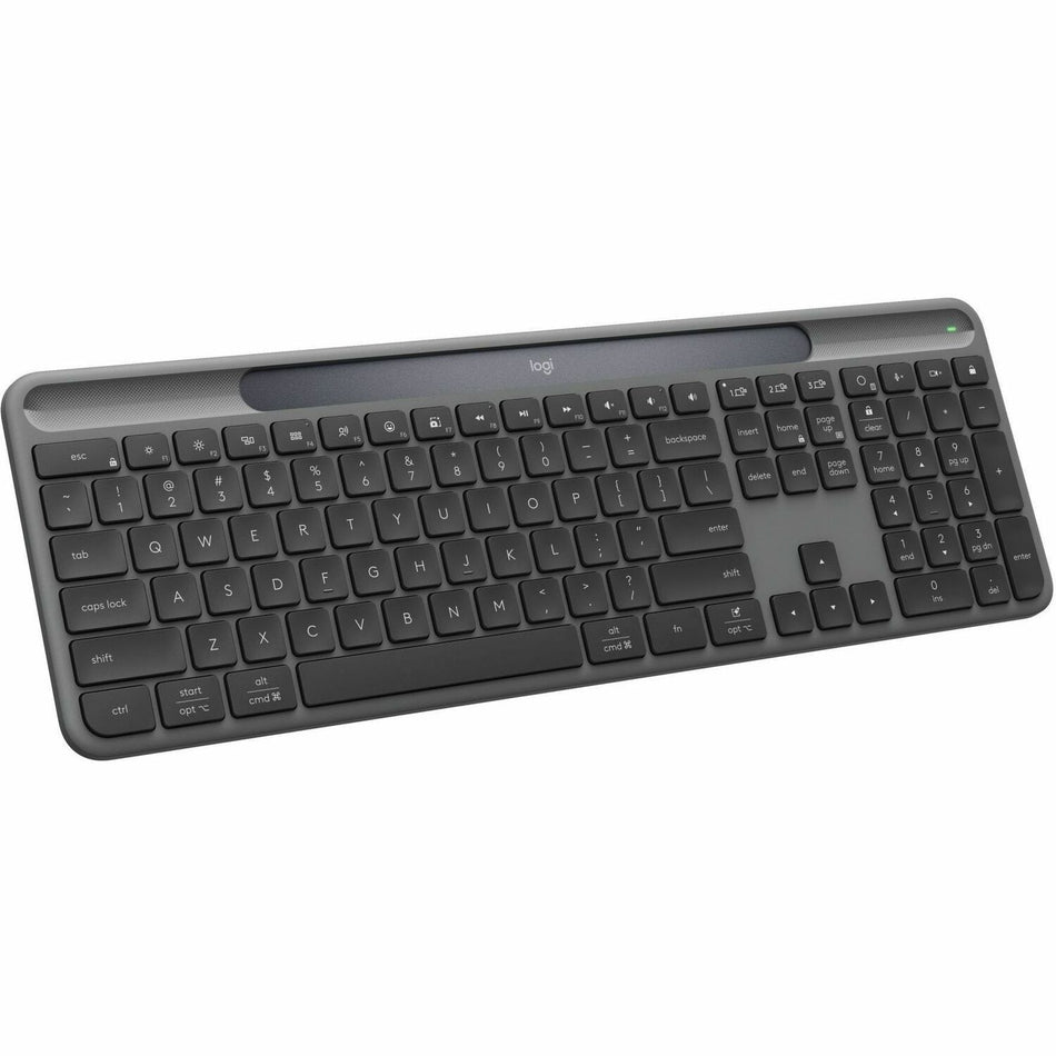 Logitech Signature Slim Solar+ wireless keyboard, solar and artificial light powered, durable battery that lasts up to 10 years, customizable keys, Bluetooth, Graphite - 920-013755