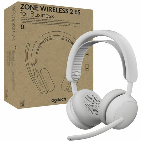 Logitech Zone Wireless 2 ES for Business - Noise-Canceling Wireless Headset with Adaptive Hybrid ANC, Microsoft Teams Certified, USB-C & USB-A, Off-white - 981-001518