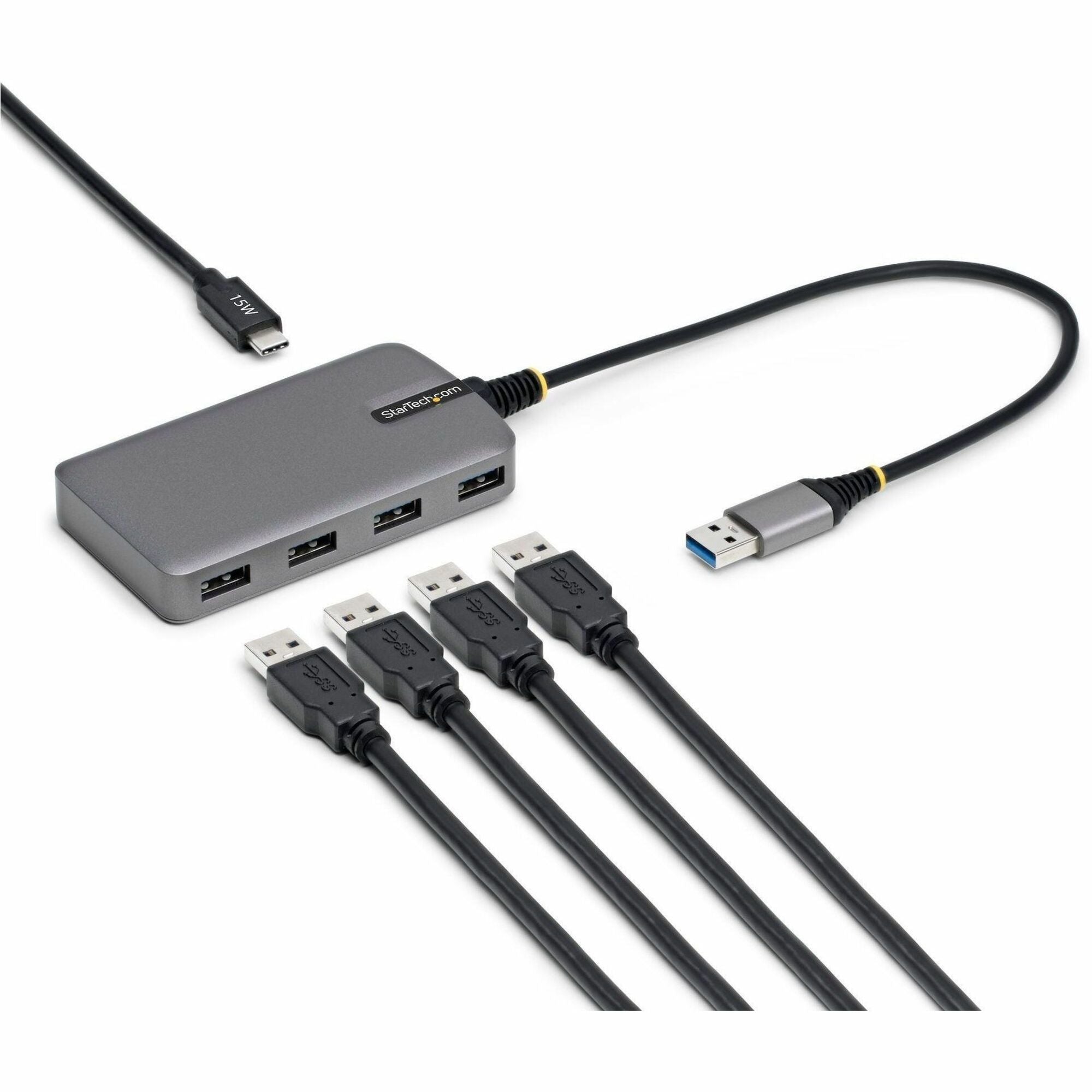 StarTech.com 4-Port USB-A Hub, 5Gbps, Bus Powered, USB-A to 4x USB-A Hub with USB-C Auxiliary Power Input, Portable USB Hub - 5G4AC-USB-A-HUB