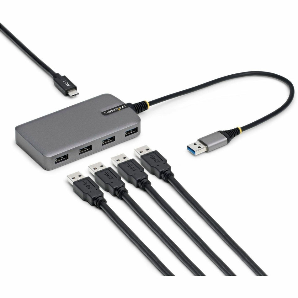 StarTech.com 4-Port USB-A Hub, 5Gbps, Bus Powered, USB-A to 4x USB-A Hub with USB-C Auxiliary Power Input, Portable USB Hub - 5G4AC-USB-A-HUB