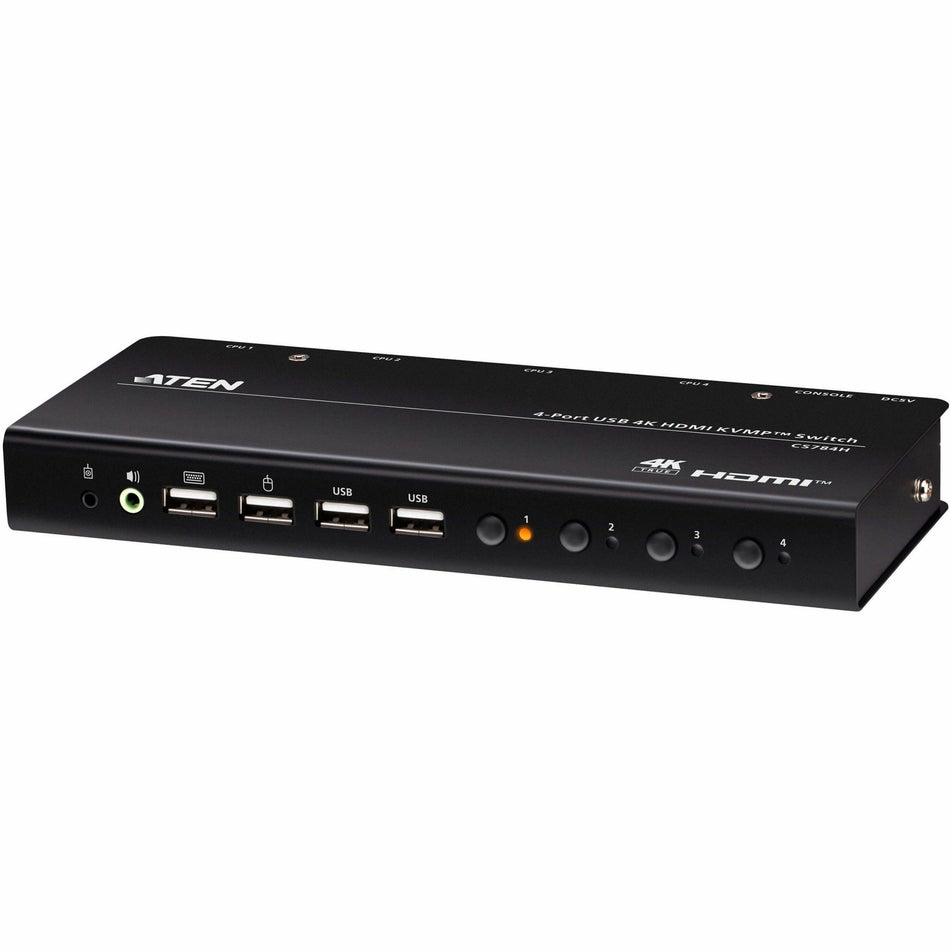 ATEN 4-Port USB 4K HDMI KVMP Switch (Cables Included) - CS784H