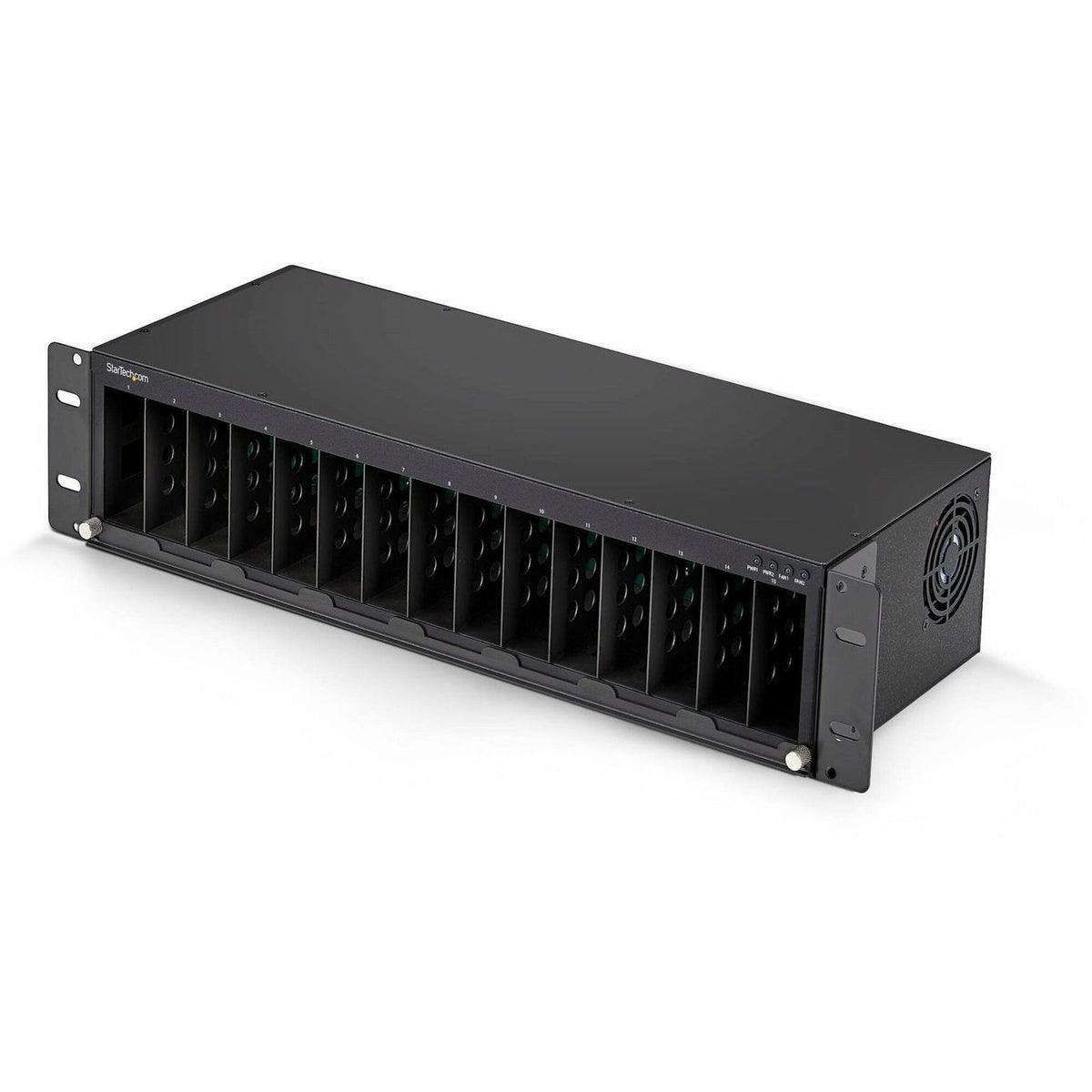StarTech.com 15-Slot Unmanaged Media Converter Chassis, 19in Rackmount for MCM Media Converter Series, Active Cooling, TAA Compliant - MCM15-MEDIA-CHASSIS