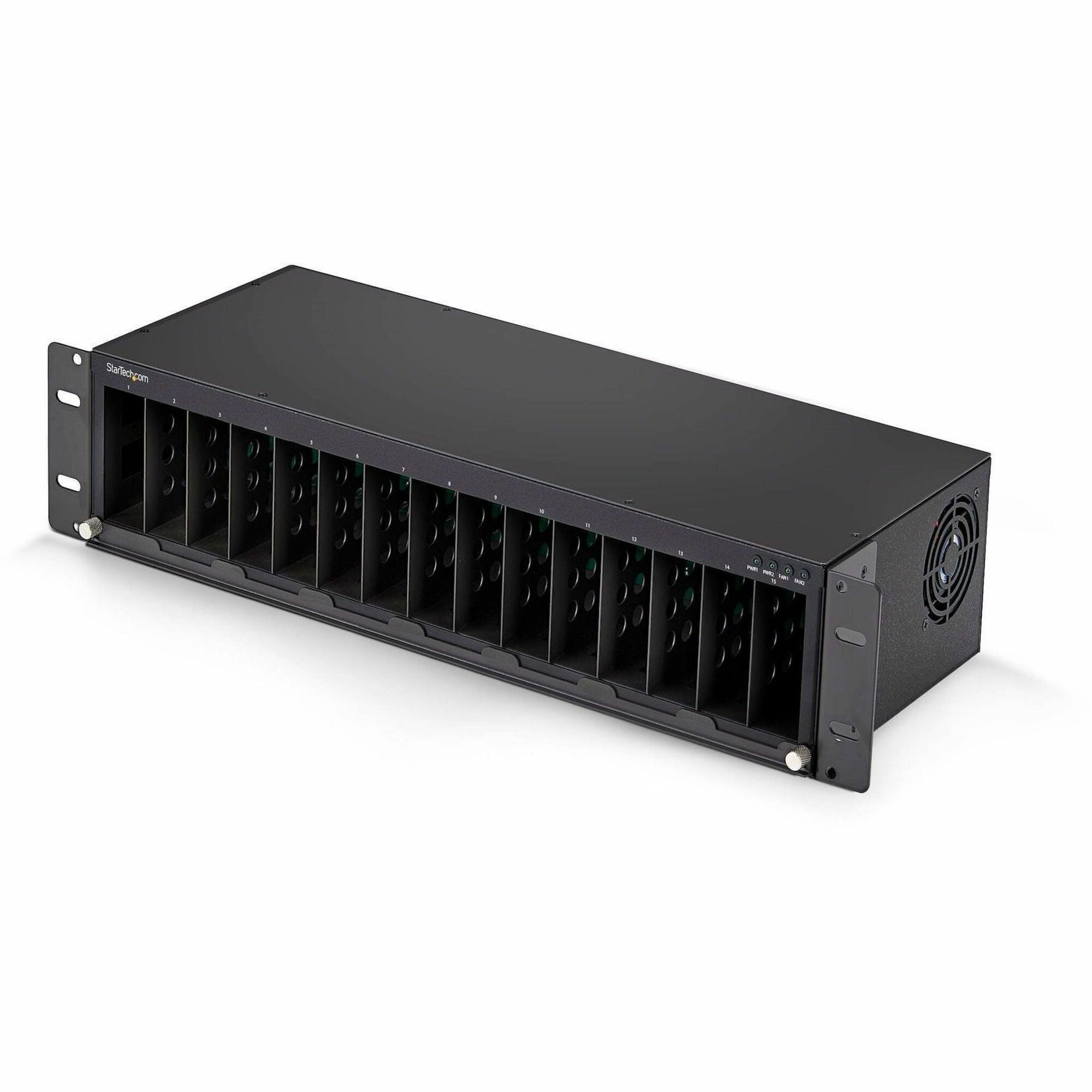 StarTech.com 15-Slot Unmanaged Media Converter Chassis, 19in Rackmount for MCM Media Converter Series, Active Cooling, TAA Compliant - MCM15-MEDIA-CHASSIS