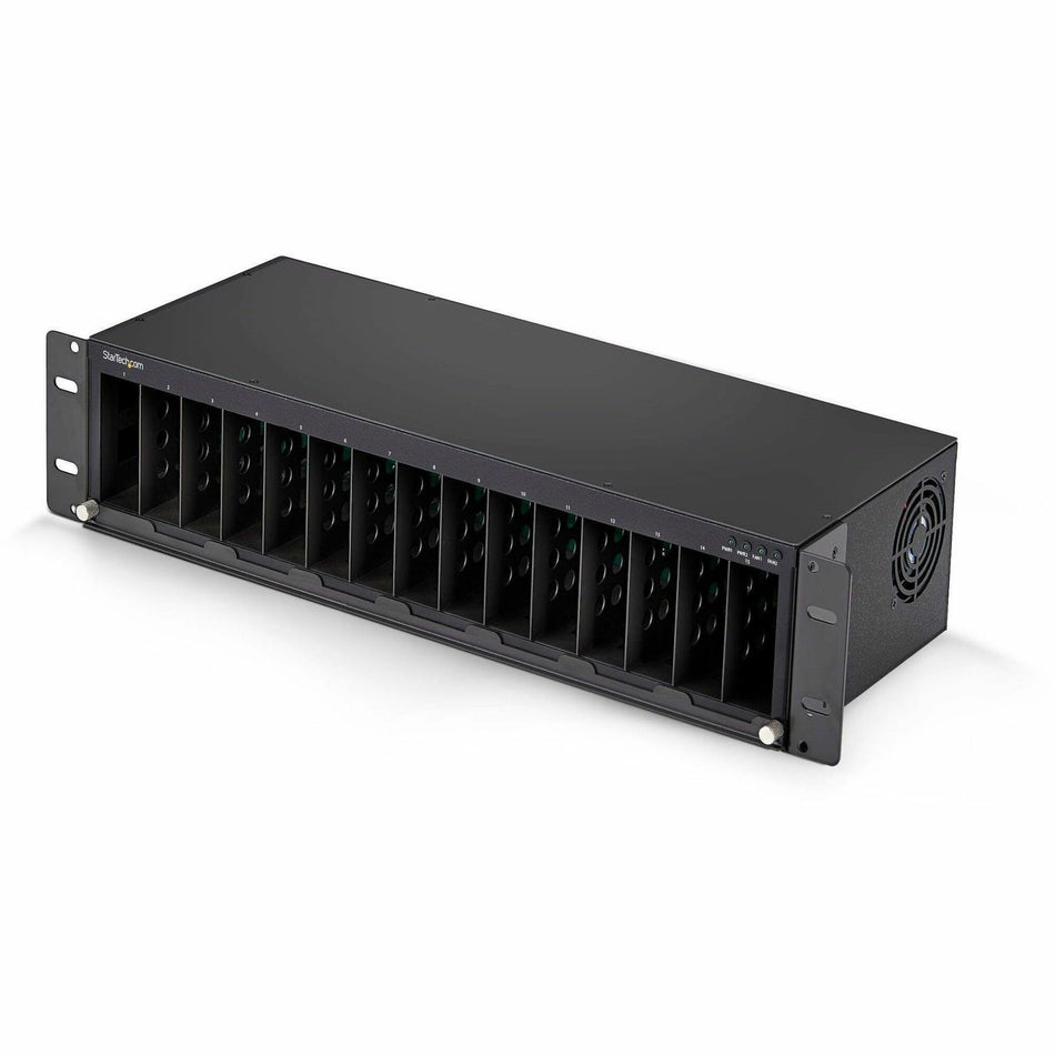 StarTech.com 15-Slot Unmanaged Media Converter Chassis, 19in Rackmount for MCM Media Converter Series, Active Cooling, TAA Compliant - MCM15-MEDIA-CHASSIS