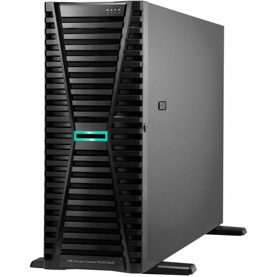 HPE ProLiant ML350 Gen12 4U Tower Server - 1 x Intel Xeon 6505P 2 GHz - 64 GB RAM - 960 GB SSD - (2 x 480GB) SSD Configuration - Serial ATA/600, 12Gb/s SAS, NVMe Controller - P87796-005