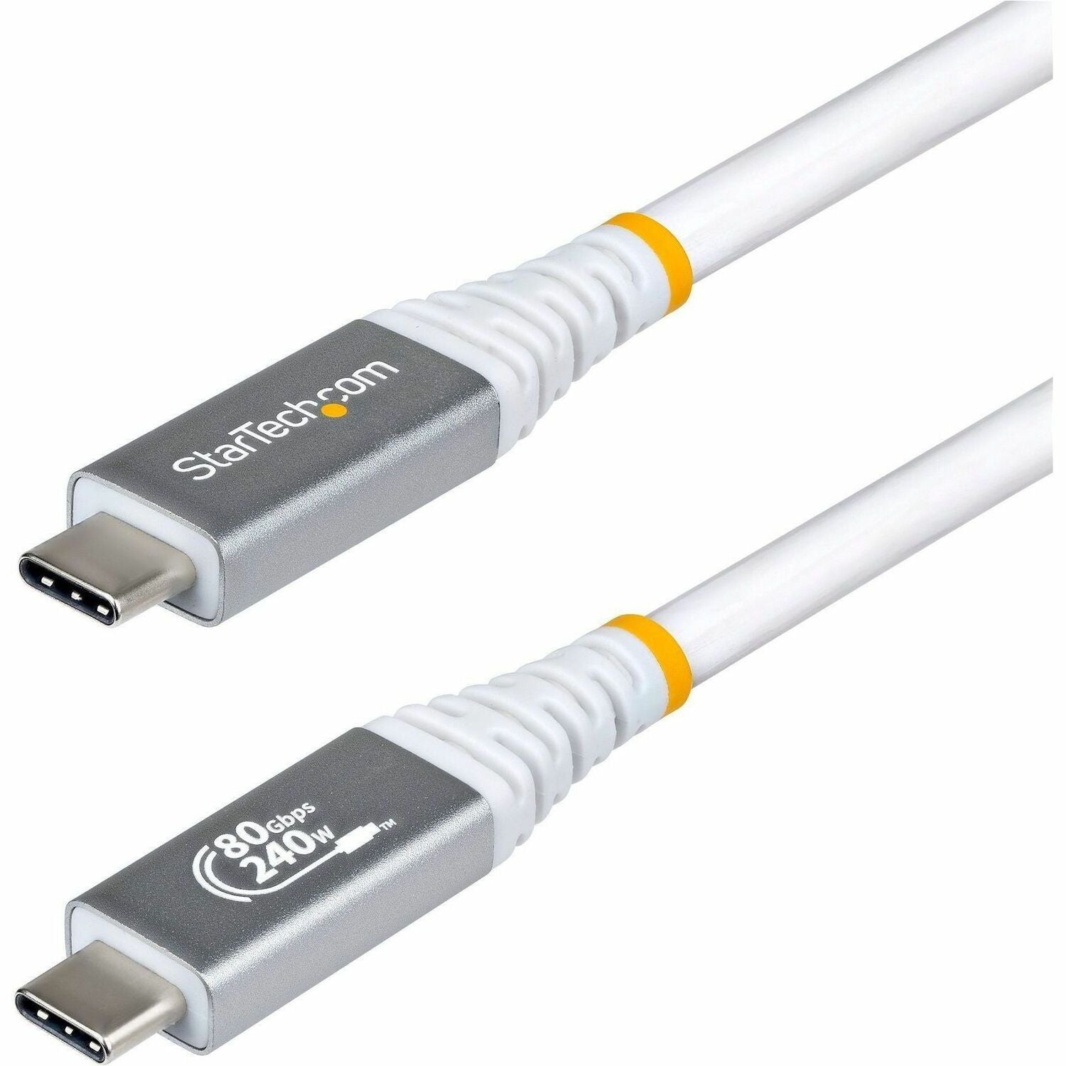 StarTech 1.5ft (45cm) USB4 Cable, 80Gbps, USB-IF Certified USB-C Cable, 240W, 8K 120Hz/4K 240Hz DP2.1, Thunderbolt 4 Compatible, White - CC18IN80GUSB4CABLEW