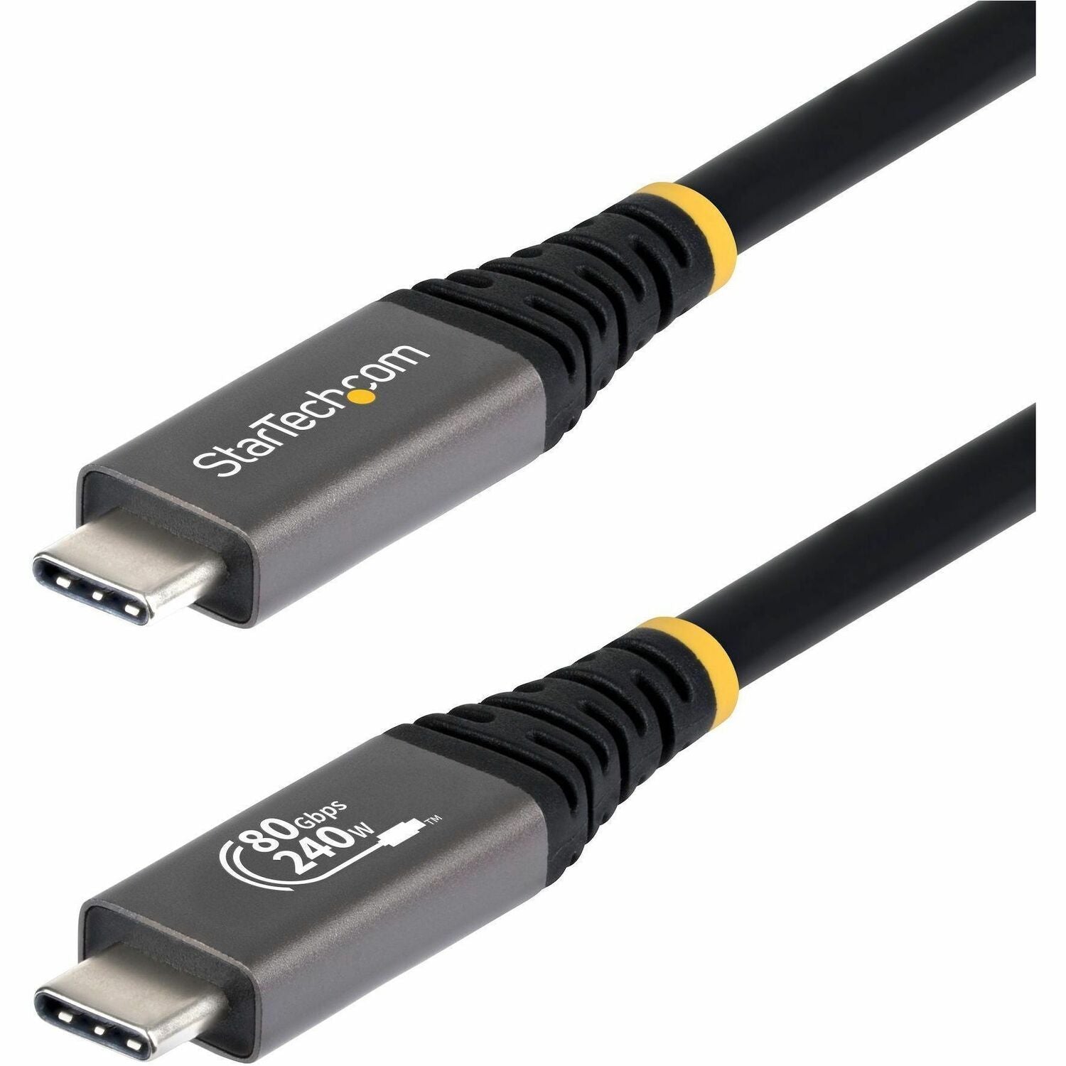 StarTech 5ft (1.5m) USB4 Cable, 80Gbps, USB-IF Certified USB-C Cable, 240W, 8K 120Hz/4K 240Hz DP2.1, Thunderbolt 4 Compatible, Black - CC5FT80GUSB4CABLE