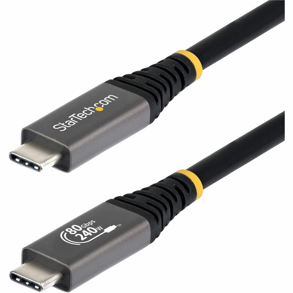 StarTech 5ft (1.5m) USB4 Cable, 80Gbps, USB-IF Certified USB-C Cable, 240W, 8K 120Hz/4K 240Hz DP2.1, Thunderbolt 4 Compatible, Black - CC5FT80GUSB4CABLE