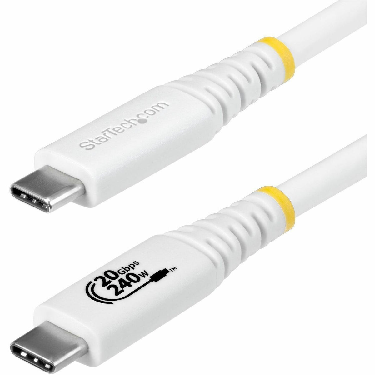 StarTech 6ft (1.8m) USB4 Cable, 20Gbps, USB-IF Certified USB-C Cable, 240W PD EPR, 4K 120Hz DP 2.1, TPE Jacket, White USB-C Cord - CC6FT20GUSB4TPW