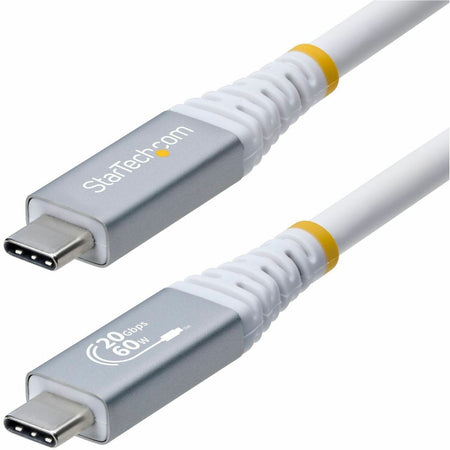 StarTech 10ft (3m) USB4 Cable, 20Gbps, USB-IF Certified USB-C Cable, 60W, 4K120Hz DP 2.1, TPE Jacket, White USB-C Cord - CC10FT20GUSB4CXW