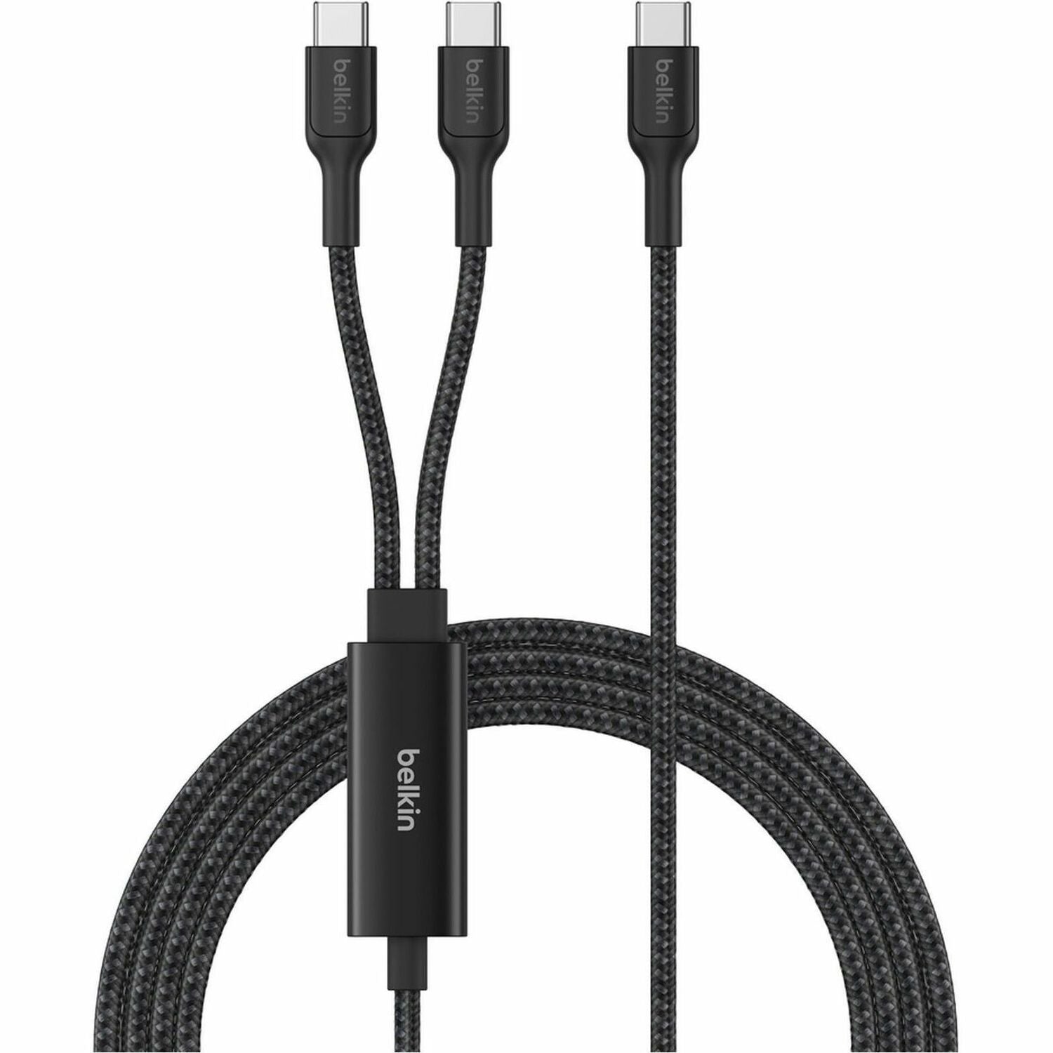 Belkin BoostCharge Pro Braided USB-C to Dual USB-C Cable 140W, Black, 5ft/1.5m - CAC004FQ1.5MBK