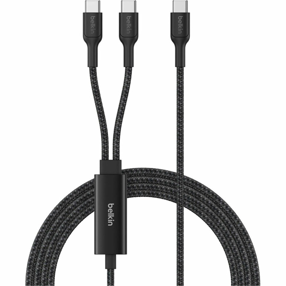 Belkin BoostCharge Pro Braided USB-C to Dual USB-C Cable 140W, Black, 5ft/1.5m - CAC004FQ1.5MBK